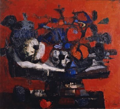 Nature morte au fond rouge - Antoni Clavé