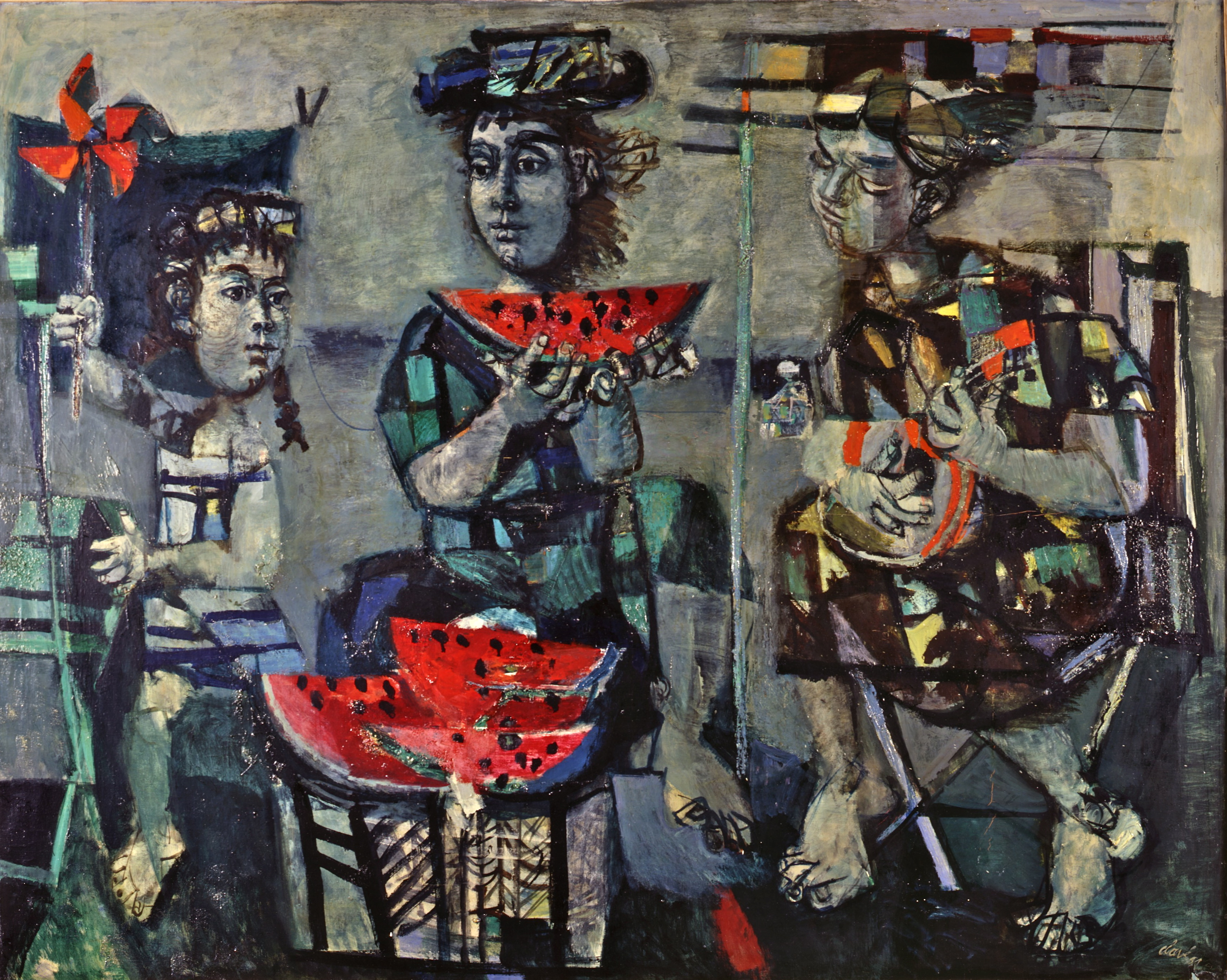 Trois personnages aux pastèques 1951